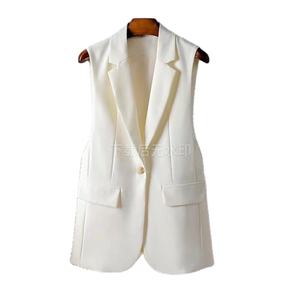 سترة بدلة علوي جديدة فضفاضة بلا أكمام سترة التنقل للربيع والخريف سترة بدلة بزر واحد - Product Image 2