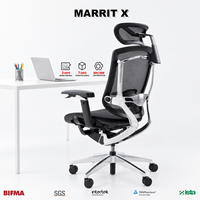 Chaise de bureau à dossier haut en maille avec dossier en alliage d'aluminium, accoudoirs réglables 5D, GTChair