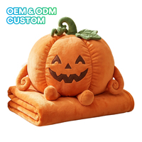Couverture de canapé Ujoy personnalisée de luxe, écologique, douillette et super douce, motif citrouille d'Halloween, en polyester tricoté, avec oreiller