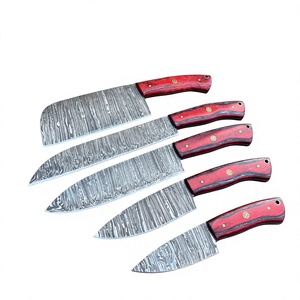 Juego de Cuchillos de Cocina de Acero de Damasco de 5 Piezas con Mango de Madera, Cuchillos de Chef de Hoja Recta, Hoja Pulida, Ambidiestros, Alta Calidad, 58-60HRC - Product Image 3
