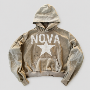 Sweat à capuche noir personnalisé avec broderie de lettres au dos, appliqué à bords bruts, en molleton épais, style streetwear pour homme - Product Image 3
