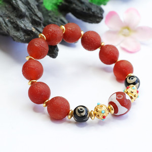 Pulsera de Ágata Roja con Cuentas de <span class=keywords><strong>Huya</strong></span> Tibet 2026, Materiales Antiguos, Calcedonia, Entrega Directa de Fábrica S2040412 - Product Image 4