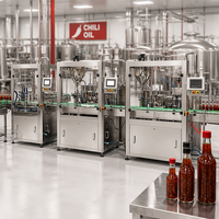 Volledig automatische sausvulmachine voor pasta, ketchup, tomaten, honing, fruitjam, chiliolie, flesvuller, -afsluiter en -etiketteermachine