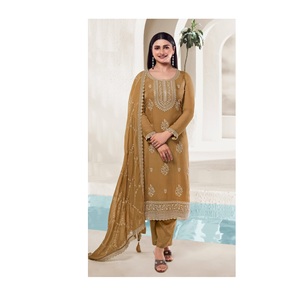 ชุดเจ้าสาวสำหรับผู้หญิงเสื้อผ้าปากีสถานผ้าไหมออร์แกนซาซาลวาร์ Kameez - Product Image 1