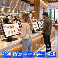 Layar Digital Signage Touchscreen Android14 NFC PoE VESA WiFi6 4+64GB dengan Stand Lantai untuk Pemesanan Mandiri di Layanan Makanan Cepat Saji