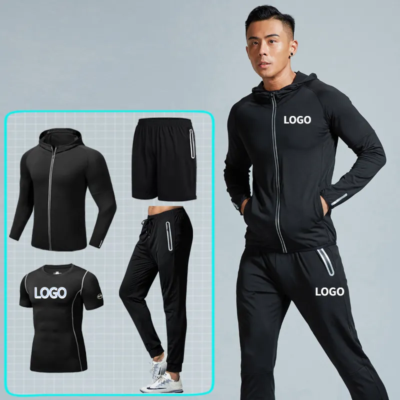 Vedo Fitness Wear Custom Logo 4 Pieces Set No Brand Training Running Fitness Apparel Sportswear Tracksuit Men GYM Clothes