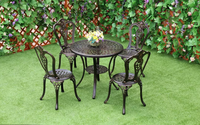 Ensemble de meubles de terrasse extérieure 3 pièces, petite table basse et chaises pour balcon, ensemble de table et chaises de jardin en aluminium moulé