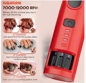 Meilleur vendeur sur le marché européen et américain : Coupe-griffes pour chiens et chats à 7 vitesses avec anneau lumineux LED, sûr pour éviter de couper trop fort, silencieux, faible vibration - Product Image 4