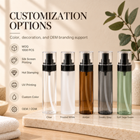 Flacon de lotion en PET mince de 30 ml, 50 ml, 100 ml, diamètre 33 mm, col 20/410, pompe PP de qualité alimentaire, format voyage, sérum, essence