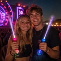 Baguette LED à fibres optiques avec boule de projection multicolore pour concerts, équipement de rave et accessoires pour événements nocturnes de festivals de musique (vente en gros)