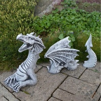 Figurine de dragon en résine 3D en trois parties, ornement, statue pour la décoration du jardin et de la cour