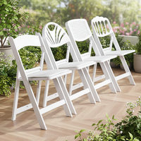 Chaise pliante blanche rembourrée en résine avec dossier Napoléon, capacité de charge élevée, pour extérieur, salon, appartement, villa, événements et fêtes