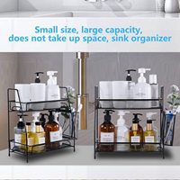 Organiseur de comptoir en métal noir, double couche, mobile, multifonctionnel, style nordique minimaliste moderne