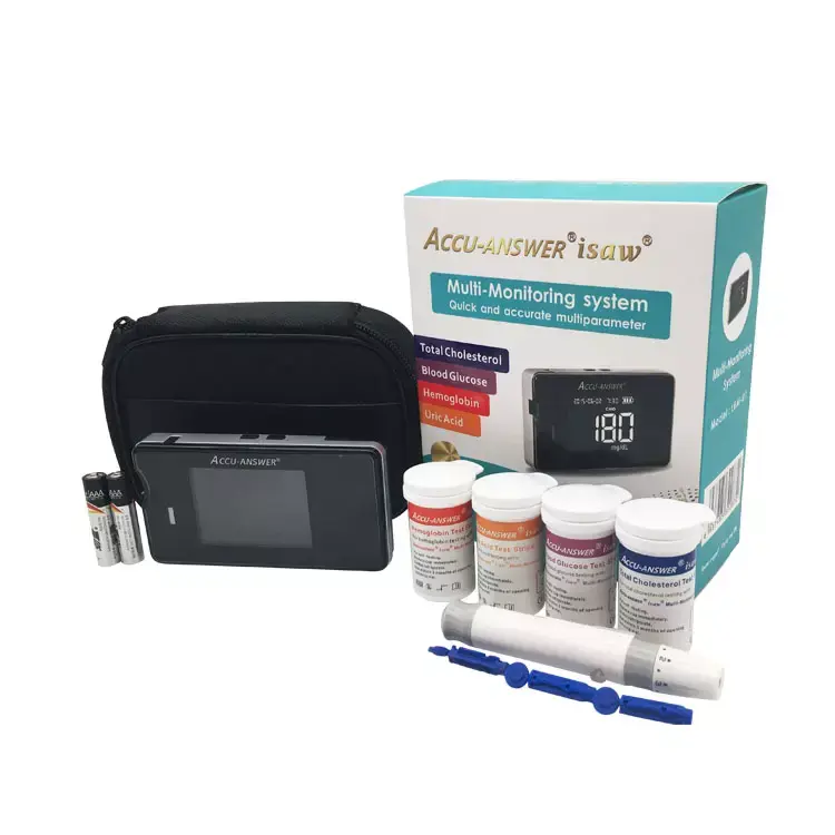 4 in 1 Hemoglobin Blood Glucose Cholesterol Uric Acid Test Strips Testing Kit Rapid Test Machine