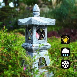 Linternas de piedra de jardín japonés, luz Solar, lámpara de Pagoda de templo, estatua de Buda para exteriores, escultura de Pagoda - Product Image 2