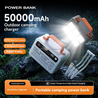 Batterie externe haute vitesse 22,5 W 50000 mAh pour l'extérieur avec 3 câbles intégrés, sorties USB DC Type-C, lumière de camping, affichage LED