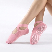 Chaussettes de yoga antidérapantes personnalisées avec couleurs au choix, respirantes, antibactériennes, avec manchette de cheville, logo personnalisé, grip en coton, chaussettes de pilates pour femmes
