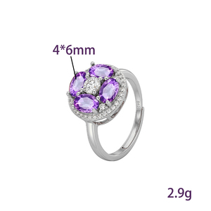 9 Dainty Cluster 4*6mm Oval cut <b>Garnet</b> Floral <b>Rings</b> 925 Silver Gold Plated Colorful Gemstone Natural Stone Jewelry Wholesale - Product Image 6