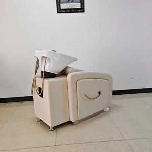 Fauteuil de lavage moderne DAOMENG pour salon de coiffure, en cuir PU, avec bac en céramique et structure en acier inoxydable haute densité - Product Image 3