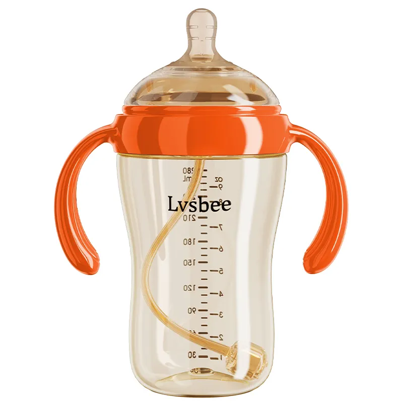 PPSU 280ML Babynahrungsflasche Anti-Kolik Schnellfluss-Lebensmittelqualität-Fütterer mit Griffen für bequemes Trinken