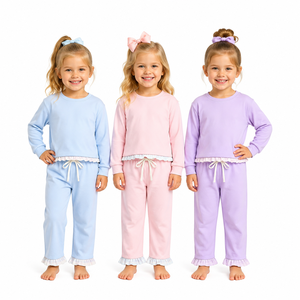 Conjunto de Pantalones y Top con Volantes para Bebés Niñas, Personalizado con Estampado, en Spandex/Algodón Orgánico/Seda de Leche, Ropa Suave y Moderna para Fiestas - Product Image 1