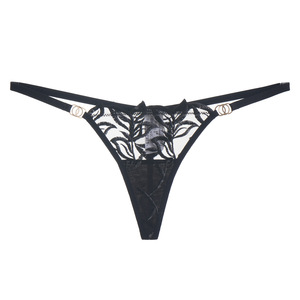 Black <b>Sexy</b> Lace Leaf Embroidery Lingerie <b>Set</b> Women Underwire Mesh Bra and Thong 2 Piece <b>Set</b> Ultra-thin See Through Underwear - Product Image 3