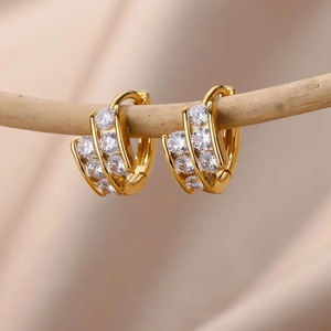 EH276 Copper Alloy <b>Hook</b> <b>Earrings</b> 18k Gold Plated Star Heart Bow Tie Pendant Huggie <b>Earrings</b> for Women Hip Hop Style - Product Image 4