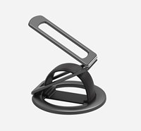 Support magnétique pour téléphone en alliage d'aluminium léger, mini support de bureau doublement pliable avec anneau et dragonne