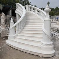 Escalier en marbre, balustrade en pierre sur mesure, sculpture artisanale, décoration d'escalier de villa, balcon, directement de l'usine