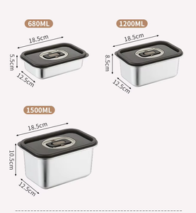 304 Stainless Steel Fresh-Keeping Box Sealed Leak-Proof Outdoor Rectangular Lunch/Fruit Box PP Lid Refrigerator Storage Single - Product Image 4