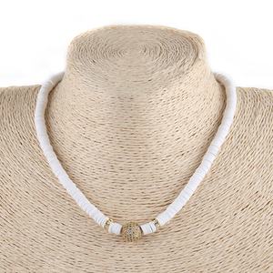 Moda donna gioielli Casual lega catena collegamento argilla polimerica pezzi lucido argento dorato zircone collana girocollo collane - Product Image 1