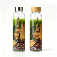 Botol Air Kaca Borosilikat 350ml 500ml 1000ml dengan Tutup Sekrup, Botol Minuman Bening Isi Ulang untuk Suplemen, Logo Dapat Disesuaikan
