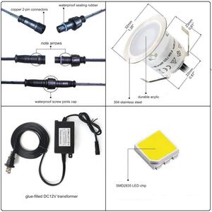 Luz de cubierta de jardín, lámpara de suelo de 12V, impermeable, LED Uplight, acabado de acero inoxidable para exteriores, camino, escaleras, <span class=keywords><strong>paisaje</strong></span> - Product Image 3