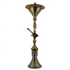 Cachimba Khalil Mamoon de 91 cm – Shisha Nargile Estilo Guitarra Egipcia con Acabado Cromado Oscuro y Núcleo de Latón Sólido - Product Image 2