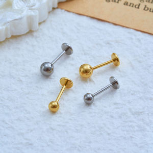 G23 Titanium 16G 20G <span class=keywords><strong>Labret</strong></span> oor- en neusbal <span class=keywords><strong>stud</strong></span> met interne schroefdraad 0.8mm kraakbeen tragus oorring minimalistische body piercing sieraden - Product Image 5