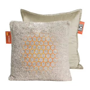 Zoned Heated <b>Cushion</b> Square Gray With Geometry Pattern Soft Warm Seat Pillow <b>For</b> Winter Use - Product Image 1