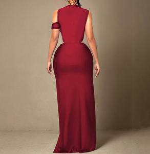 Vestidos de Mujer Viviblook J26DS017, Vestidos de Noche Sexys y Elegantes con Aberturas y Manga Única para Damas - Product Image 2