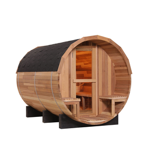 Estufa Eléctrica para Sauna de Barril de Cedro Rojo para 6-8 Personas, Sauna Tradicional de Vapor y Seca para Exteriores con Calefacción de 6kW - Product Image 3