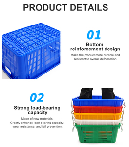 Panier de stockage empilable en plastique pour légumes et fruits, avec poignée métallique et design en maille, idéal pour la logistique agricole - Product Image 4