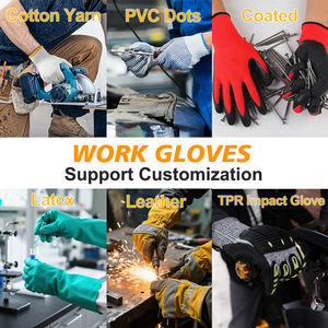 Mavi pamuk eldivenler bir tarafı emek koruması ile Anti kayma PVC noktalar emniyetli çalışma eldiveni - Product Image 4