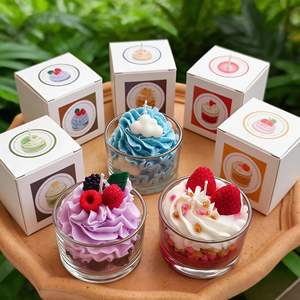 Meilleures bougies artisanales de luxe en cire de soja LANJO, parfumées aux fruits de Noël, écologiques, style dessert cornet de glace en verre, à faire soi-même - Product Image 1