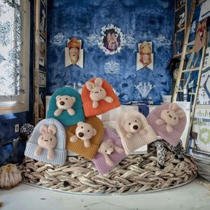 Chapeau en laine tricoté super mignon en forme d'ours, vente chaude, bonnet d'hiver pour garçons, filles et bébés âgés de 3 à 24 mois, pour le cyclisme - Product Image 3