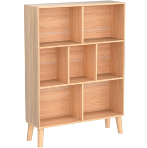 Support tournant à 2 cubes en bois naturel : armoire de rangement pour disques vinyles (capacité de 100 albums) - Mini bibliothèque pour petits espaces - Product Image 1