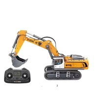 Mini Excavadora Metálica 970 a Escala 1/50, Modelo de Simulación RC Listo para Usar, Cable USB, Luz y Sonido, Control Remoto de 25-30m, Volcador Profesional