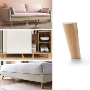 Kaki furnitur kayu padat kustom kaki kerucut miring kabinet Sofa meja kursi tempat tidur