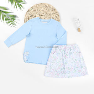 Kişiselleştirilmiş çocuk giysileri çiçek desen kız giyim setleri yay aplike bahar yürümeye başlayan kız kıyafetler - Product Image 3