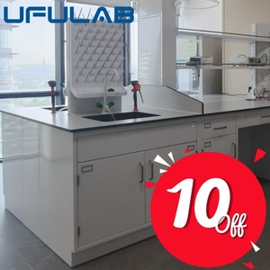 Mesa de Laboratorio Metálica Moderna con Estructura H/O/C y Gabinete Inferior con Tirador Tipo C para Uso en Escuelas y Hospitales - Product Image 1