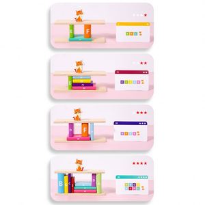 Montessori Wooden Stacking <b>Building</b> <b>Block</b> Stack According to Cards Game for Boys & Girls - Product Image 2