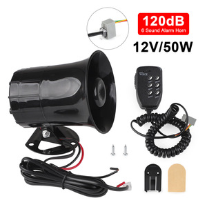 KX-5005 Klaxon de voiture 12V 50W 120dB 6 sons, klaxon d'alarme à commande vocale numérique, haut-parleur en plastique noir - Product Image 1