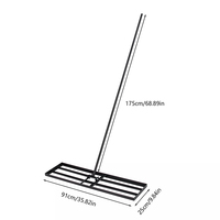 Outil de nivellement JH-Mech Robuste Niveau de facilité Surfaces de terre et de sable 7FT 45 "x 10" Râteau de nivellement de pelouse en métal